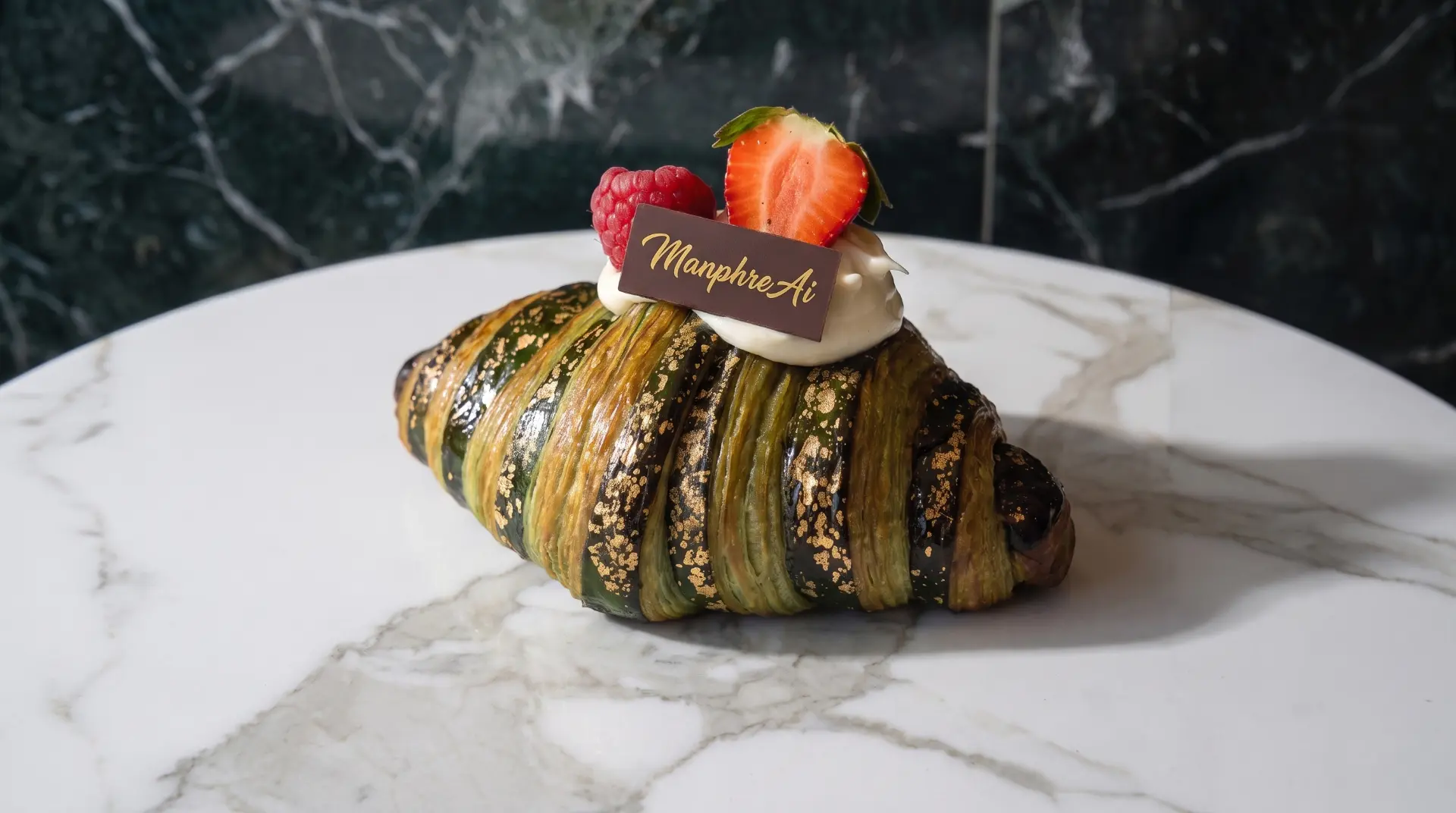Croissant artigianale al pistacchio con frutti rossi